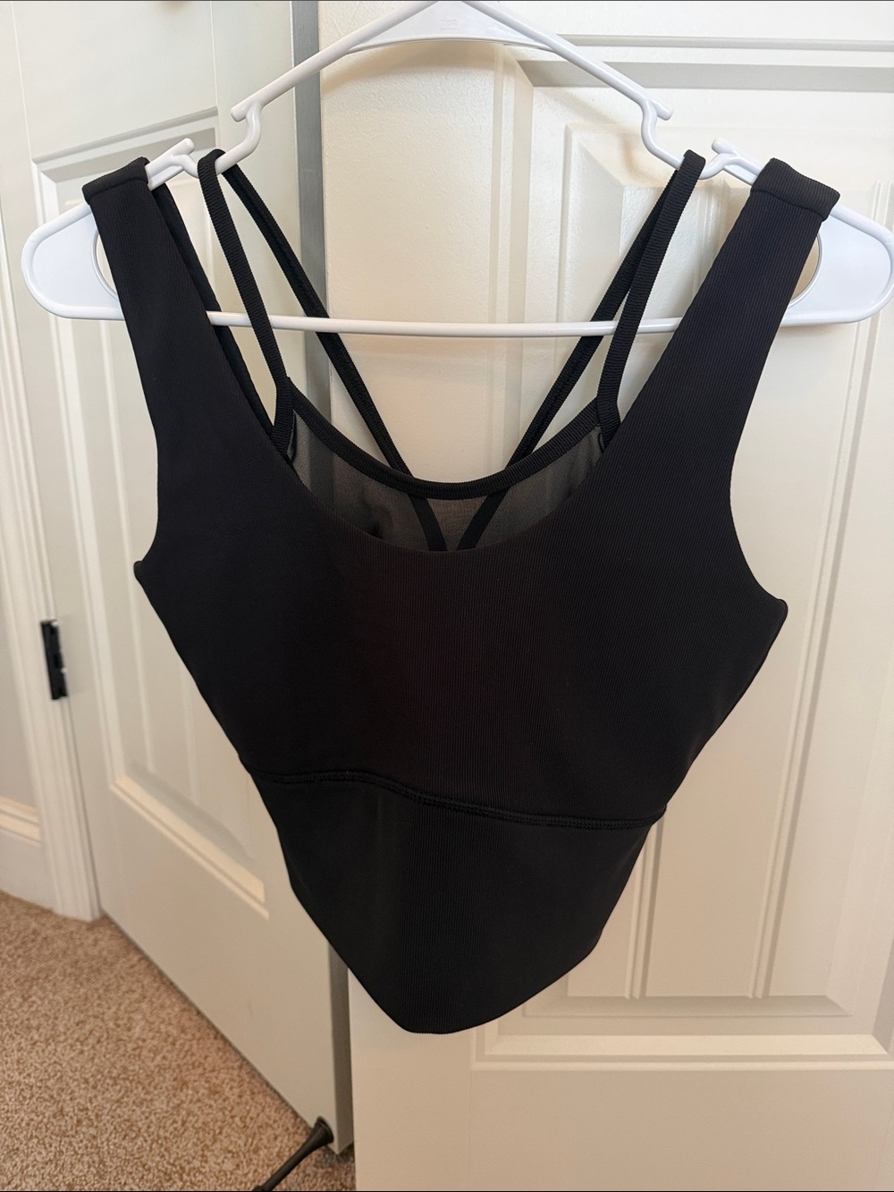 Black Strappy Sports Bra Crop Top with Double Back Straps